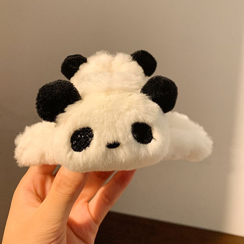 Autumn and winter cute panda plush grab clip female back head hairpin cartoon clip disc hair shark clip hair accessories headdress