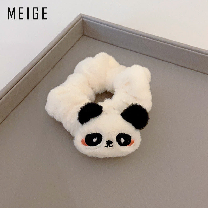 Sweet and cute panda grab clip female autumn and winter new plush hairline pressure hair headband headband headband shark clip set