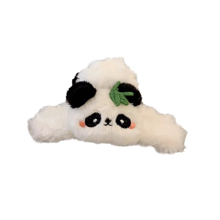 Sweet and cute panda grab clip female autumn and winter new plush hairline pressure hair headband headband headband shark clip set