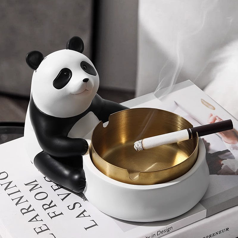 Panda ashtray ornament Chengdu souvenir living room desktop soft decoration office light luxury high-end gift